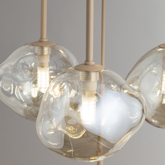 Lampadario a sospensioni in vetro cognac pendenti design moderno per soggiorno